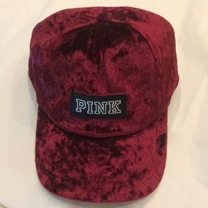 PINK crushed velvet baseball cap!!